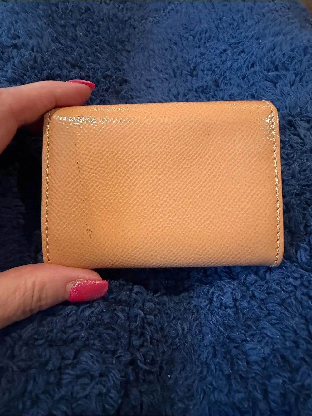 Burberry Peach Leather Card Holder with Gold Logo